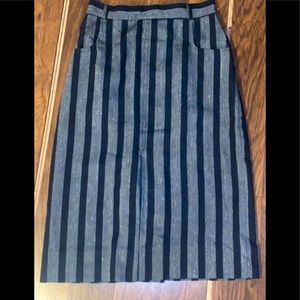 Striped Pencil Skirt with front slit